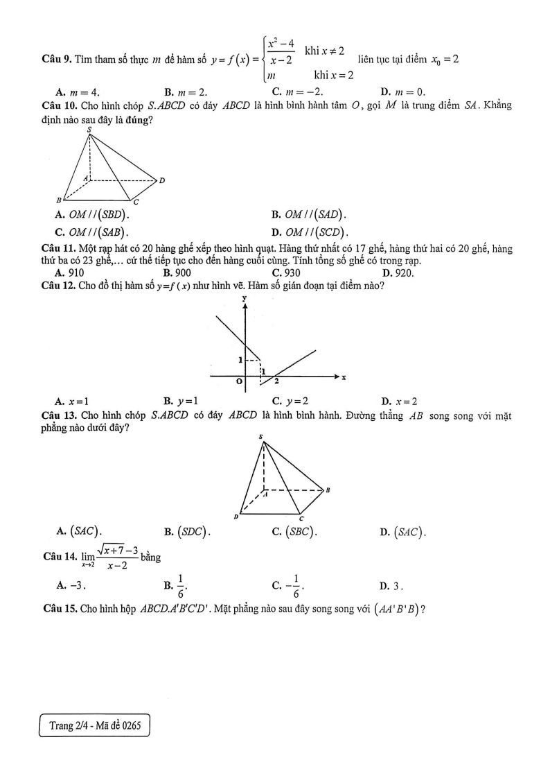 Đề thi Học kì 1 Toán 11 trường Vạn Hạnh năm 2025-2026