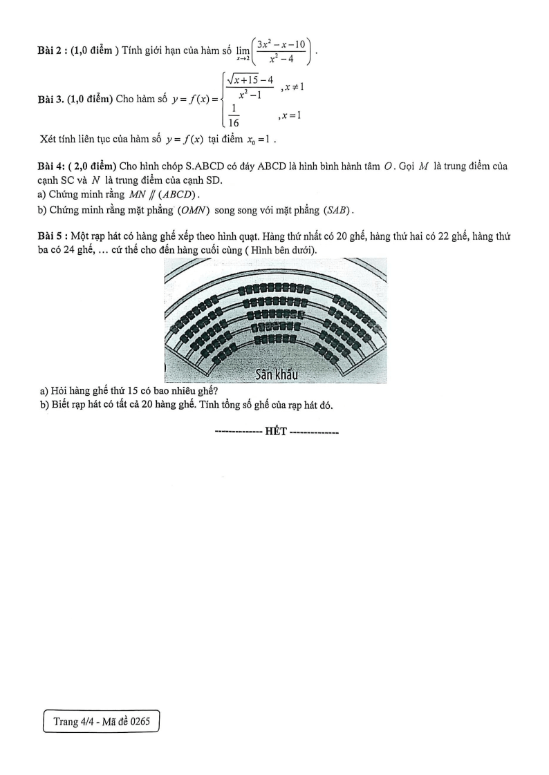 Đề thi Học kì 1 Toán 11 trường Vạn Hạnh năm 2025-2026