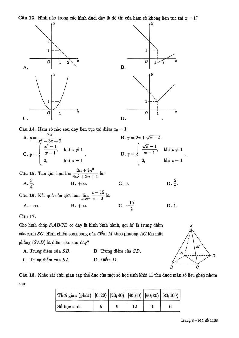 Đề thi Học kì 1 Toán 11 trường Trung học Thực hành ĐHSP năm 2025-2026