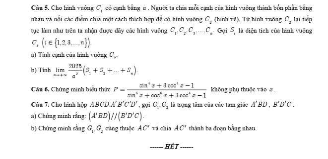 Đề thi Học kì 1 Toán 11 năm 2024-2025 trường THPT B Bình Lục (Hà Nam)