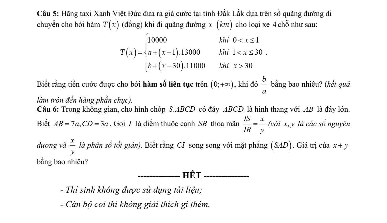 Đề thi Học kì 1 Toán 11 năm 2024-2025 trường THPT Lê Hồng Phong (Đắk Lắk)