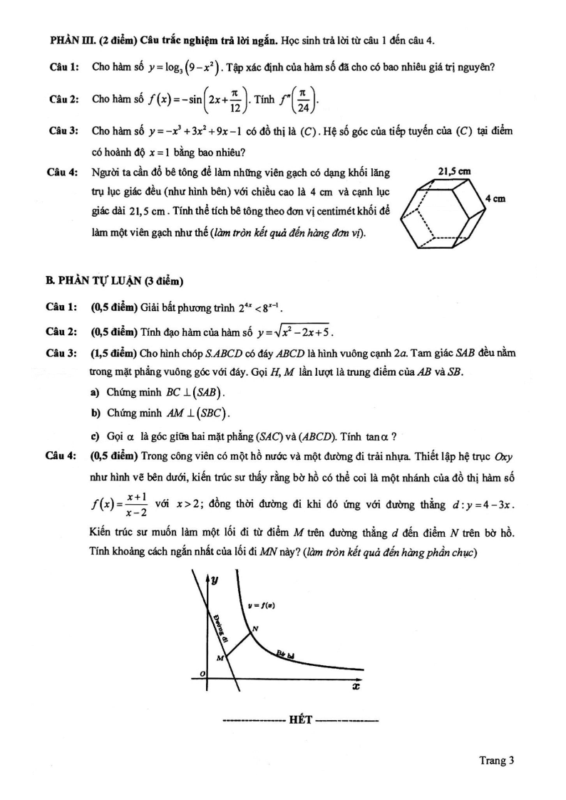Đề thi Học kì 2 Toán 11 trường Lê Thánh Tông (Tp.HCM) năm 2024-2025