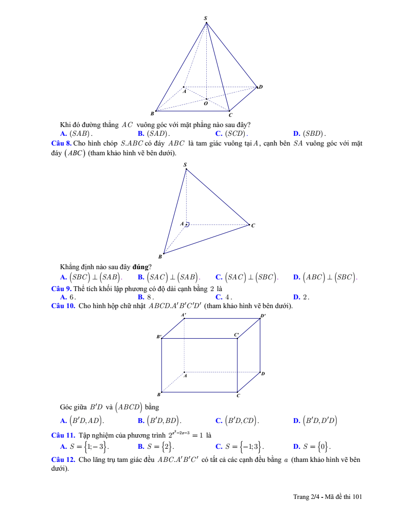 Đề thi Học kì 2 Toán 11 trường THCS&THPT Trí Đức (Tp.HCM) năm 2024-2025
