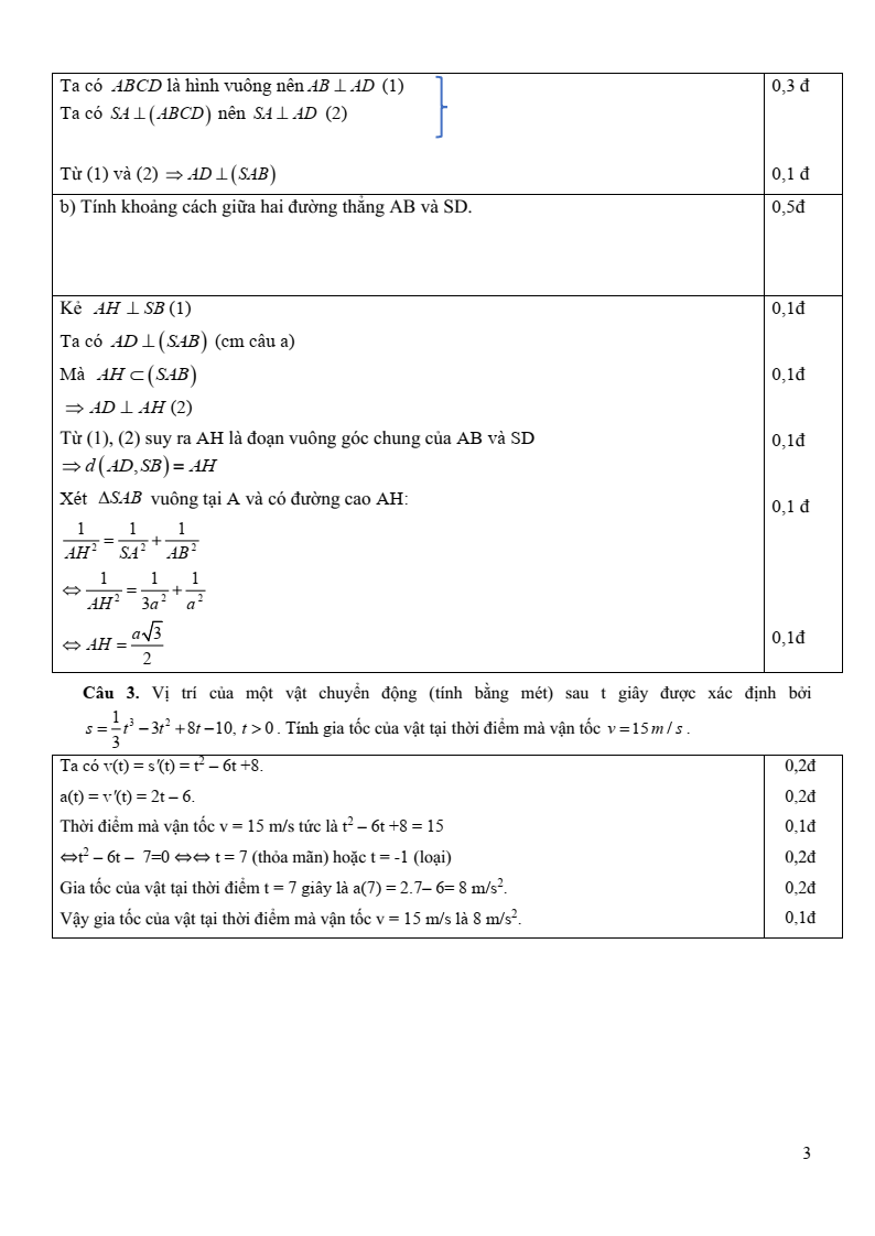 Đề thi Học kì 2 Toán 11 trường THPT chuyên Vị Thanh (Hậu Giang) năm 2024-2025