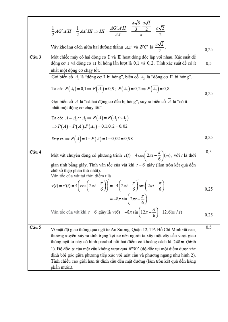 Đề thi Học kì 2 Toán 11 trường THPT Hướng Hóa (Quảng Trị) năm 2024-2025