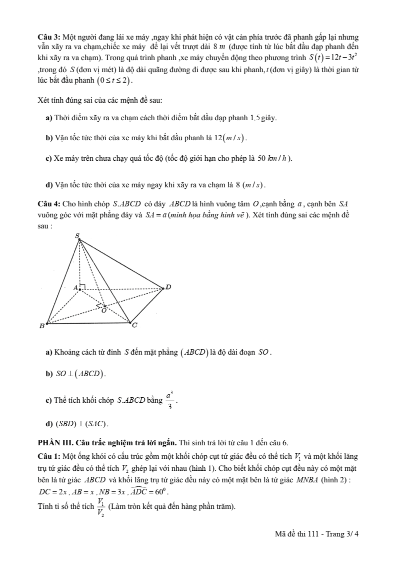 Đề thi Học kì 2 Toán 11 trường THPT Lê Hồng Phong (Đắk Lắk) năm 2024-2025
