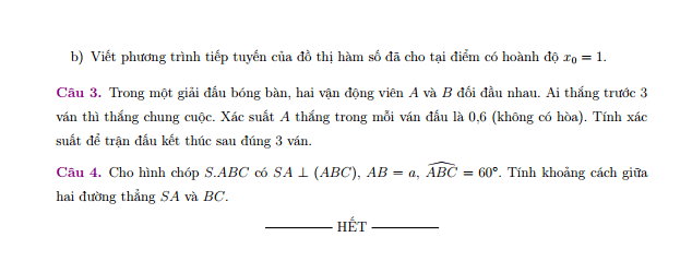 Đề thi Học kì 2 Toán 11 trường THPT Lê Quý Đôn (Quảng Ngãi) năm 2025-2026