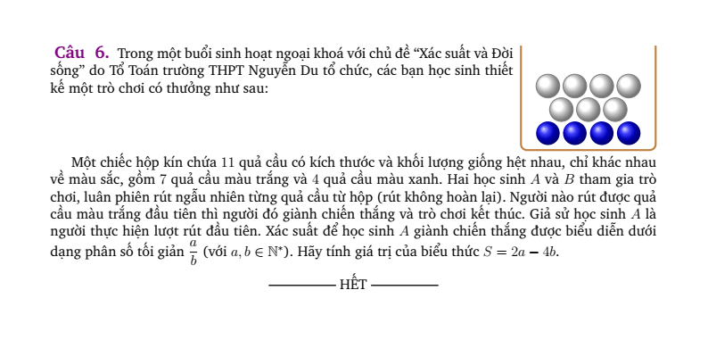Đề thi Học kì 2 Toán 11 trường THPT Nguyễn Du (Tp.HCM) năm 2025-2026