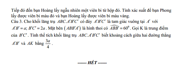 Đề thi Học kì 2 Toán 11 trường THPT số 1 Ngô Gia Tự  (Đắk Lắk) năm 2025-2026