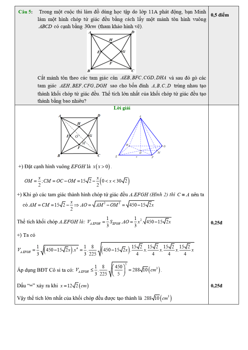 Đề thi Học kì 2 Toán 11 trường THPT Thị xã Quảng Trị năm 2024-2025