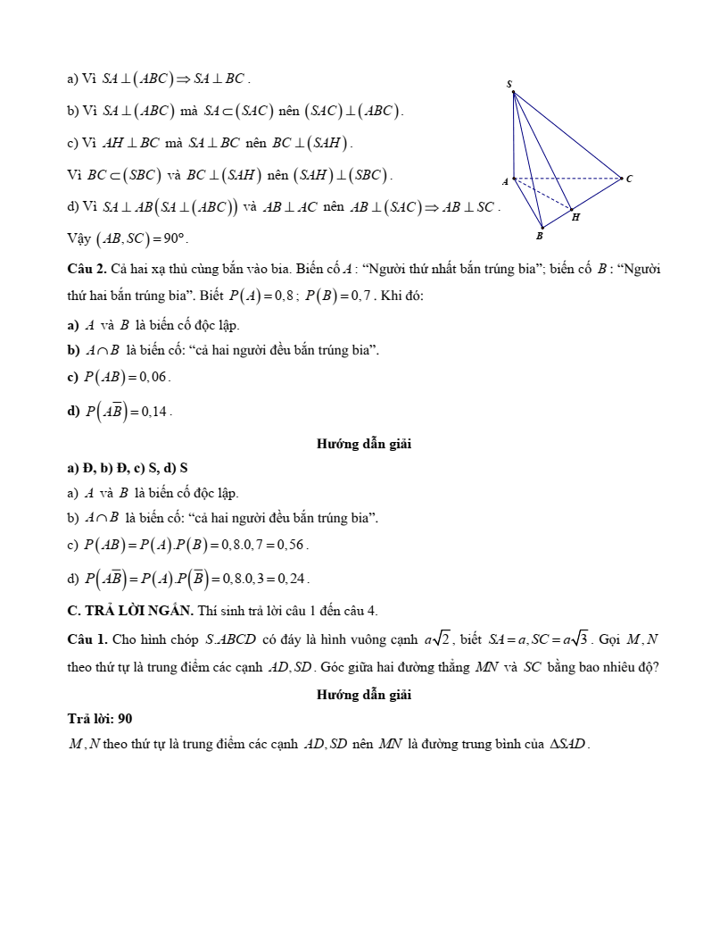 20+ Đề thi Học kì 2 Toán 11 Kết nối tri thức (cấu trúc mới, có đáp án)