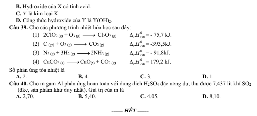 Đề khảo sát đầu năm Hóa học 11 năm 2023-2024 trường THPT Thuận Thành Số 1 (Bắc Ninh)