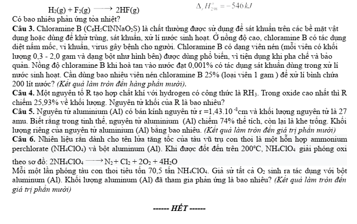 Đề khảo sát đầu năm Hóa học 11 năm 2024-2025 trường THPT Thuận Thành Số 1 (Bắc Ninh)