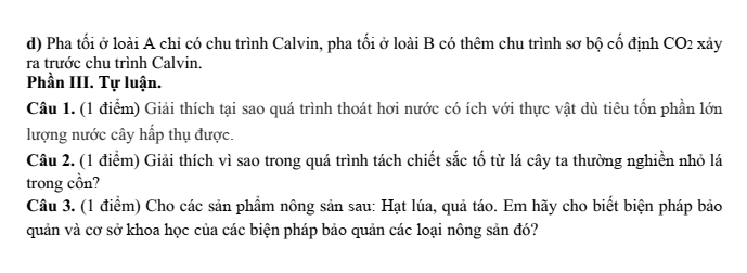 Đề thi Giữa kì 1 Sinh học 11 năm 2024-2025 trường THPT Gio Linh (Quảng Trị)