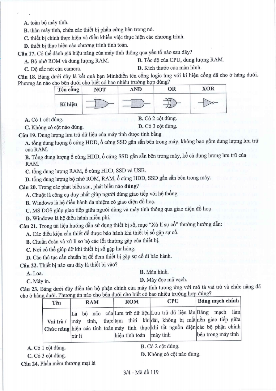 Đề thi Giữa kì 1 Tin học 11 năm 2024-2025 trường THPT Dĩ An (Bình Dương)