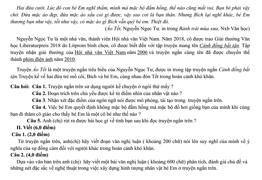 Đề thi Giữa kì 1 Văn 11 năm 2024-2025 trường THPT Lê Hồng Phong (Đắk Lắk)