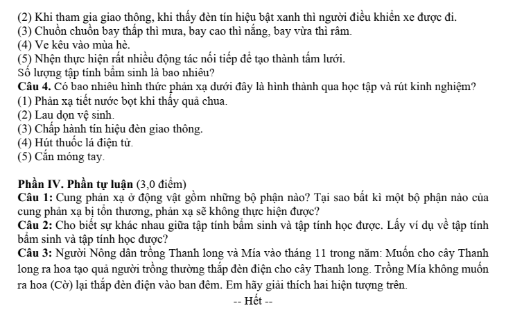 Đề thi Giữa kì 2 Sinh học 11 năm 2025-2026 trường THPT Số 1 Ngô Gia Tự (Đắk Lắk)