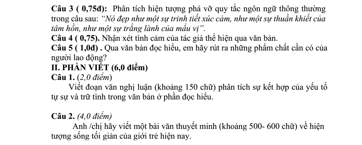 Đề thi Giữa kì 2 Văn 11 năm 2024-2025 trường THPT Gio Linh (Quảng Trị)