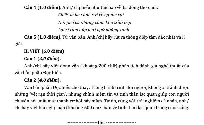 Đề thi Giữa kì 2 Văn 11 năm 2025-2026 trường THPT số 1 Ngô Gia Tự (Đắk Lắk)