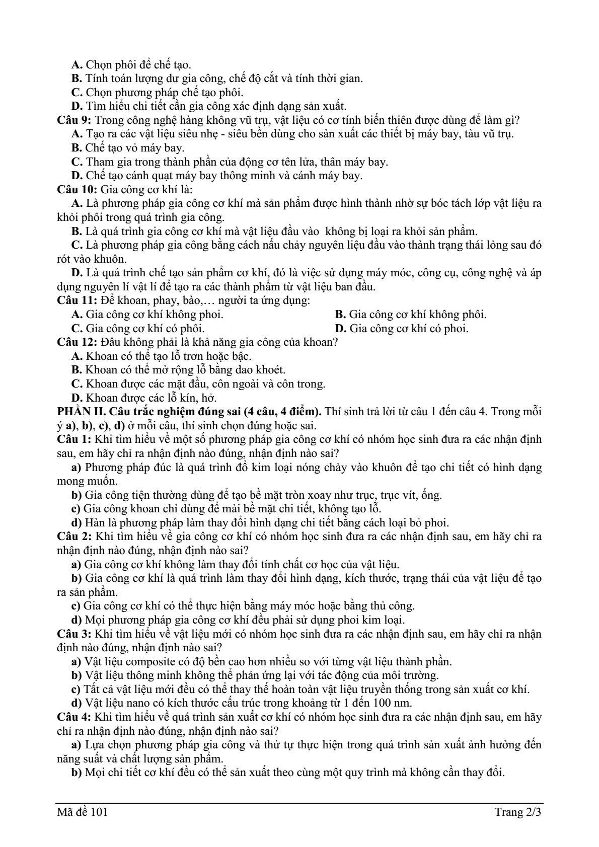 Đề thi Học kì 1 Công nghệ 11 năm 2025-2026 trường THPT Lê Trọng Tấn (Tp.HCM)