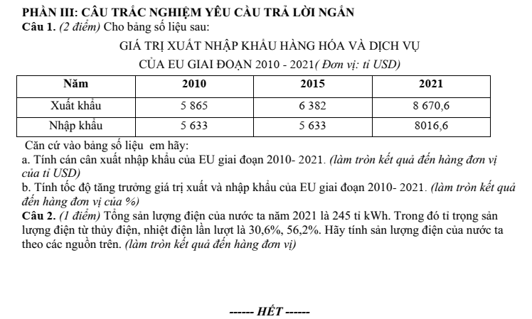 Đề thi Học kì 1 Địa Lí 11 năm 2024-2025 trường THPT Gio Linh (Quảng Trị)