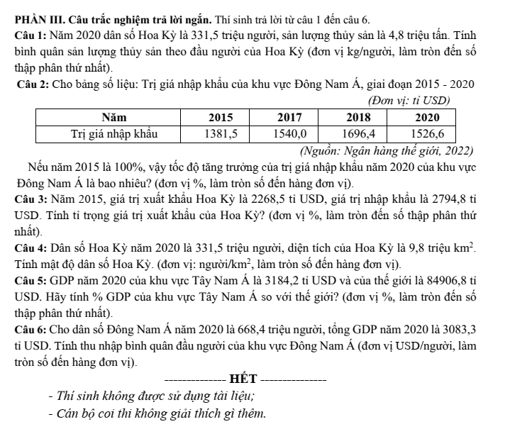 Đề thi Học kì 1 Địa Lí 11 năm 2024-2025 trường THPT Lê Hồng Phong (Đắk Lắk)