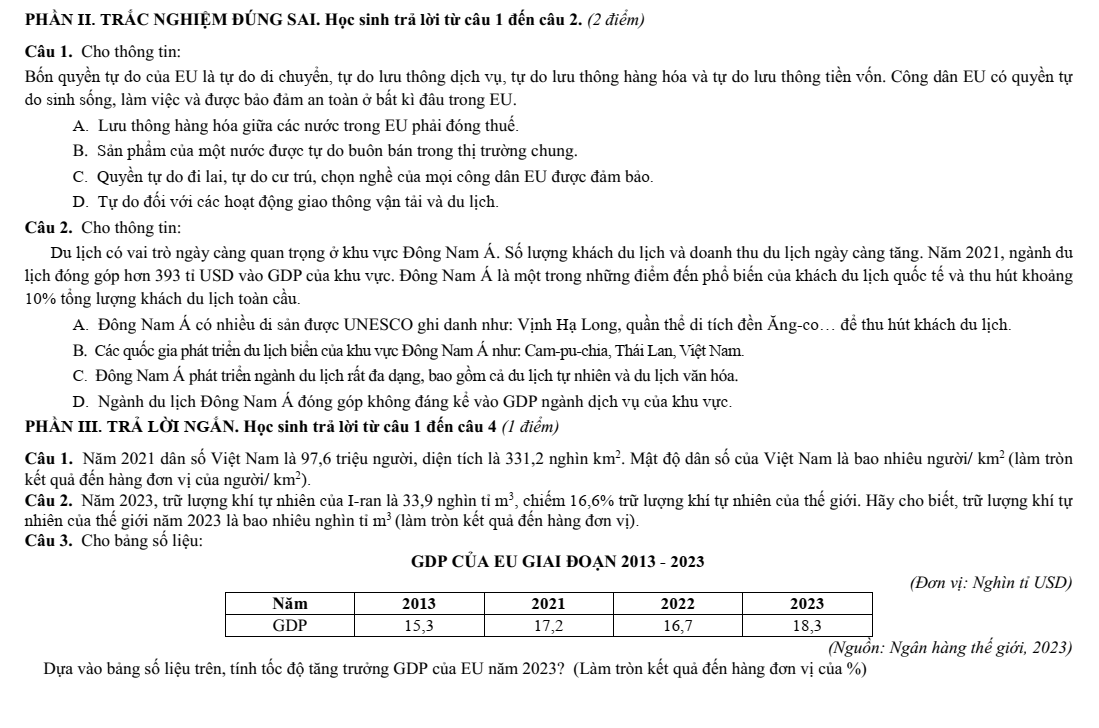 Đề thi Học kì 1 Địa Lí 11 năm 2025-2026 trường THPT Nguyễn Trãi (Đà Nẵng)