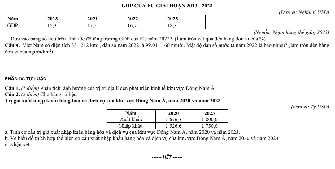 Đề thi Học kì 1 Địa Lí 11 năm 2025-2026 trường THPT Nguyễn Trãi (Đà Nẵng)