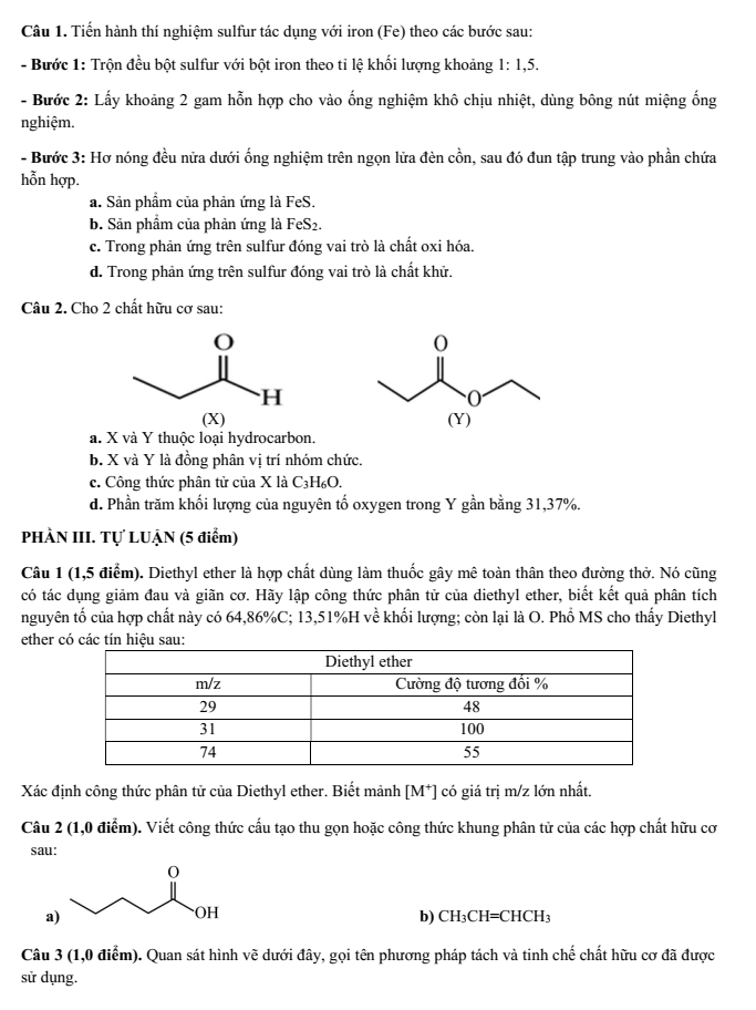 Đề thi Học kì 1 Hóa học 11 năm 2025-2026 trường THPT Bình Chiểu (TP HCM)