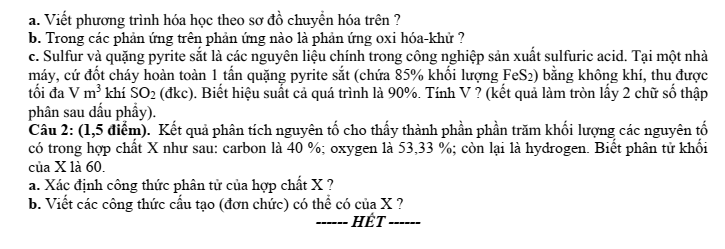 Đề thi Học kì 1 Hóa học 11 năm 2024-2025 trường THPT Hồ Nghinh (Quảng Nam)