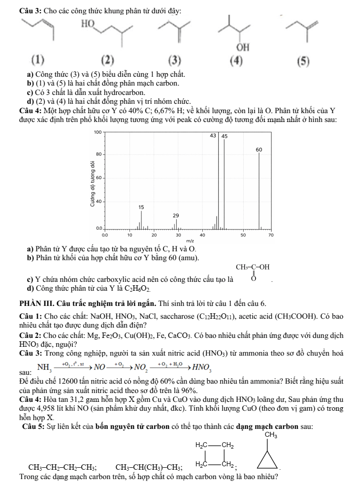 Đề thi Học kì 1 Hóa học 11 năm 2025-2026 trường THPT Số 1 Lê Hồng Phong (Đắk Lắk)