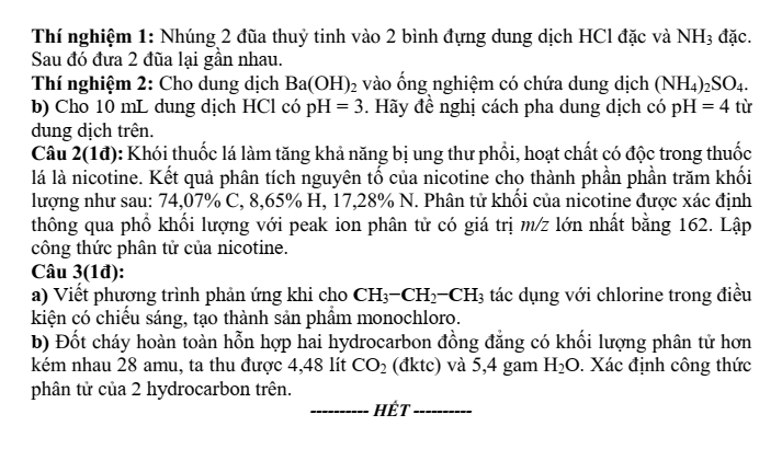 Đề thi Học kì 1 Hóa học 11 năm 2025-2026 trường THPT Số 1 Ngô Gia Tự (Đắk Lắk)