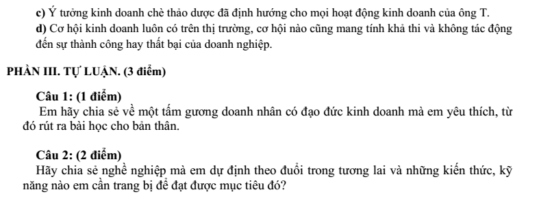 Đề thi Học kì 1 KTPL 11 năm 2025-2026 trường THPT Lê Trọng Tấn (Tp.HCM)