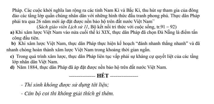 Đề thi Học kì 1 Lịch Sử 11 năm 2024-2025 trường THPT Lê Hồng Phong (Đắk Lắk)