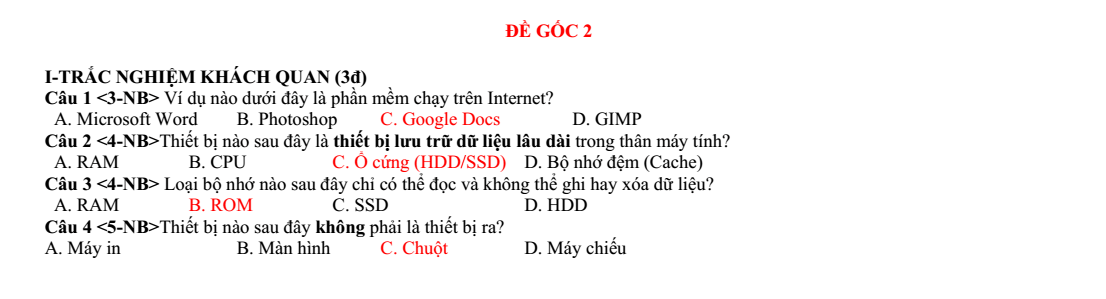 Đề thi Học kì 1 Tin học 11 năm 2025-2026 trường THPT Nguyễn Trãi (Đà Nẵng)