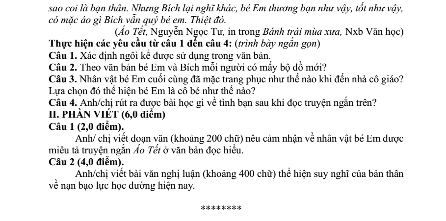 Đề thi Học kì 1 Văn 11 năm 2025-2026 trường THPT Duy Tân (Quảng Ngãi)