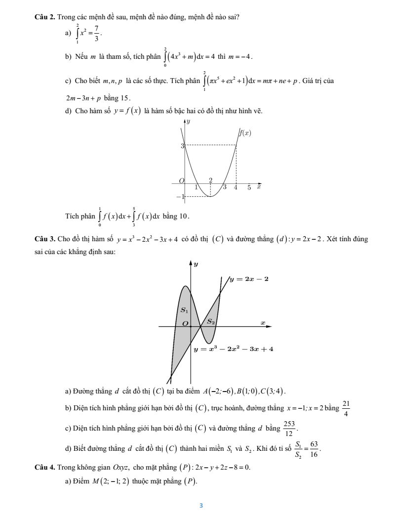 Đề cương ôn tập Giữa kì 2 Toán 12 trường THPT Số 2 Nguyễn Bỉnh Khiêm (Gia Lai) năm 2025-2026