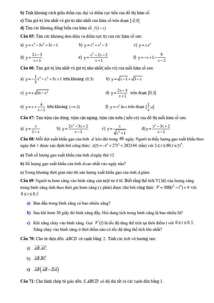 Đề cương ôn tập Giữa kì 1 Toán 12 trường THPT Hoàng Văn Thụ năm 2025-2026