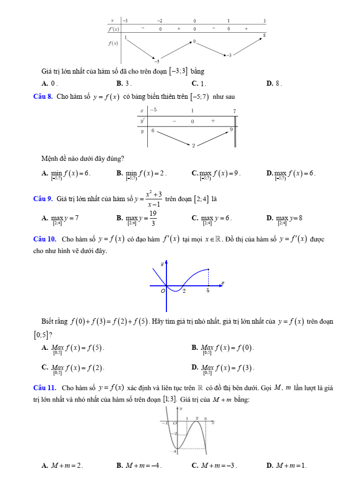 Đề cương ôn tập Giữa kì 1 Toán 12 trường THPT Hoàng Văn Thụ năm 2025-2026