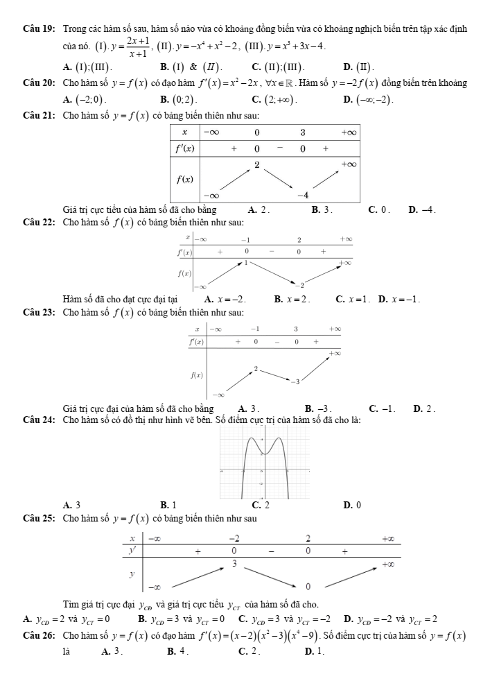 Đề cương ôn tập Giữa kì 1 Toán 12 trường THPT Xuân Phương năm 2025-2026