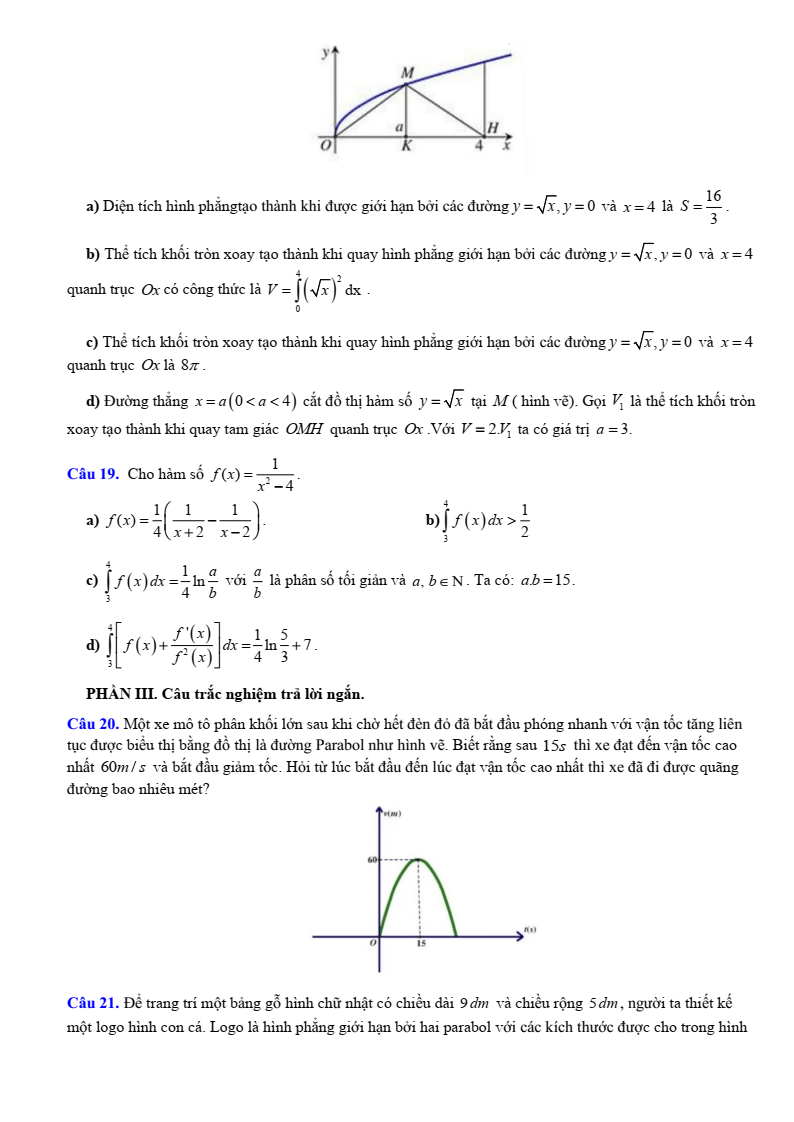 Đề cương ôn tập Học kì 2 Toán 12 trường THPT Hoàng Văn Thụ (Hà Nội) năm 2025-2026