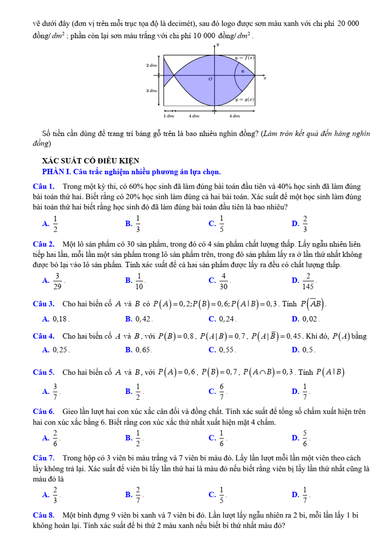 Đề cương ôn tập Học kì 2 Toán 12 trường THPT Hoàng Văn Thụ (Hà Nội) năm 2025-2026