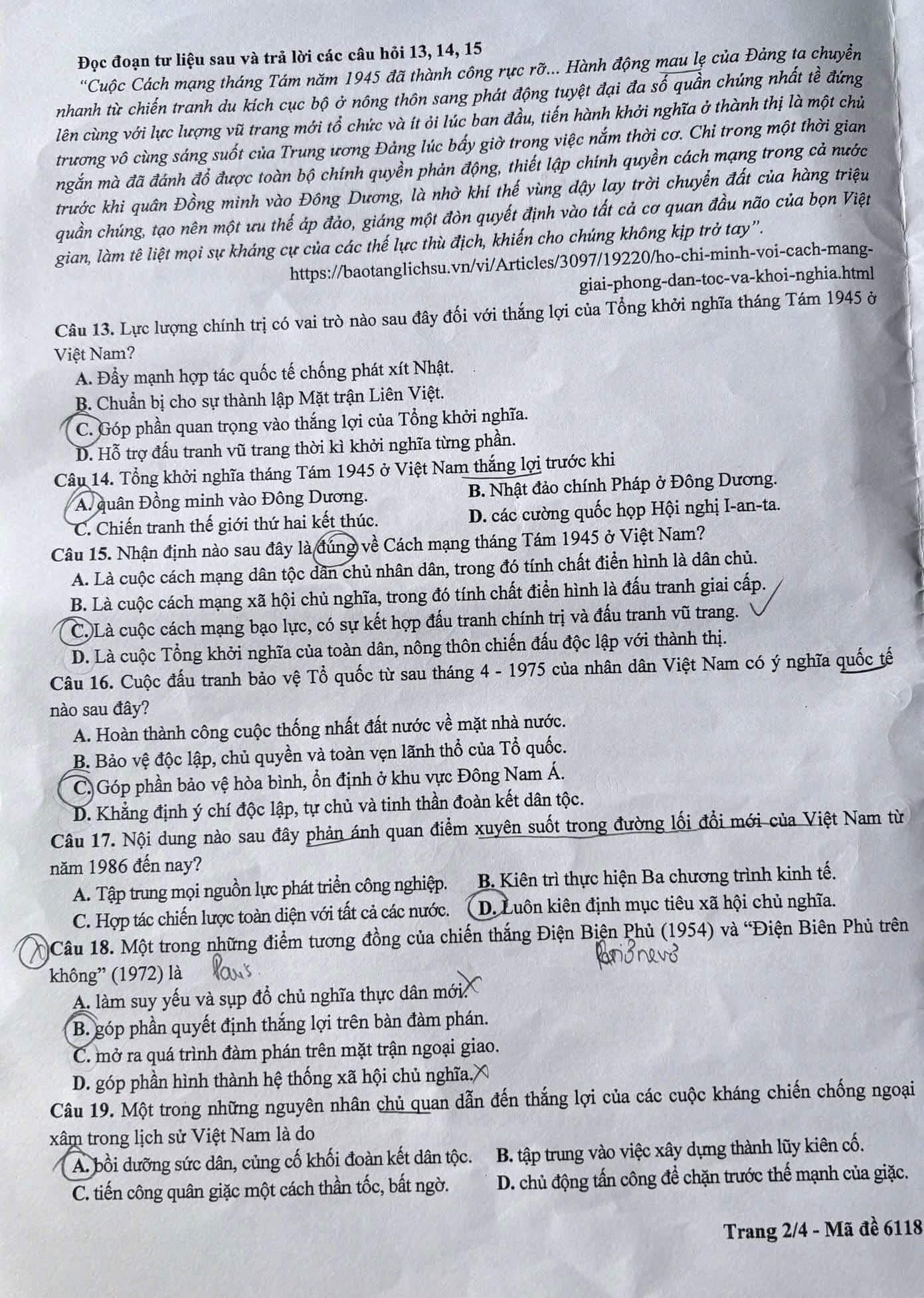 Đề khảo sát Lịch sử 12 Hà Nội năm 2026