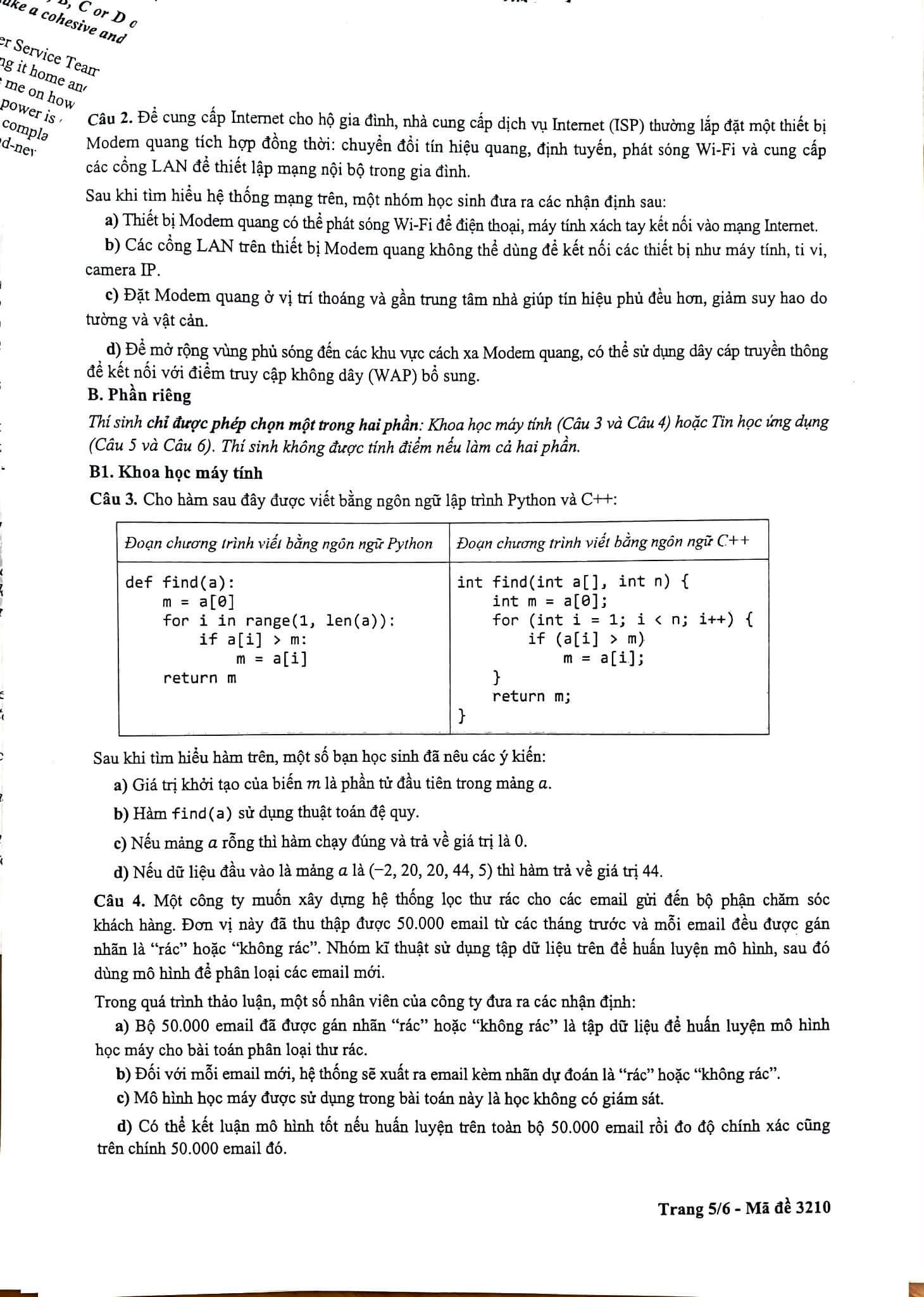 Đề khảo sát Tin học 12 Hà Nội năm 2026