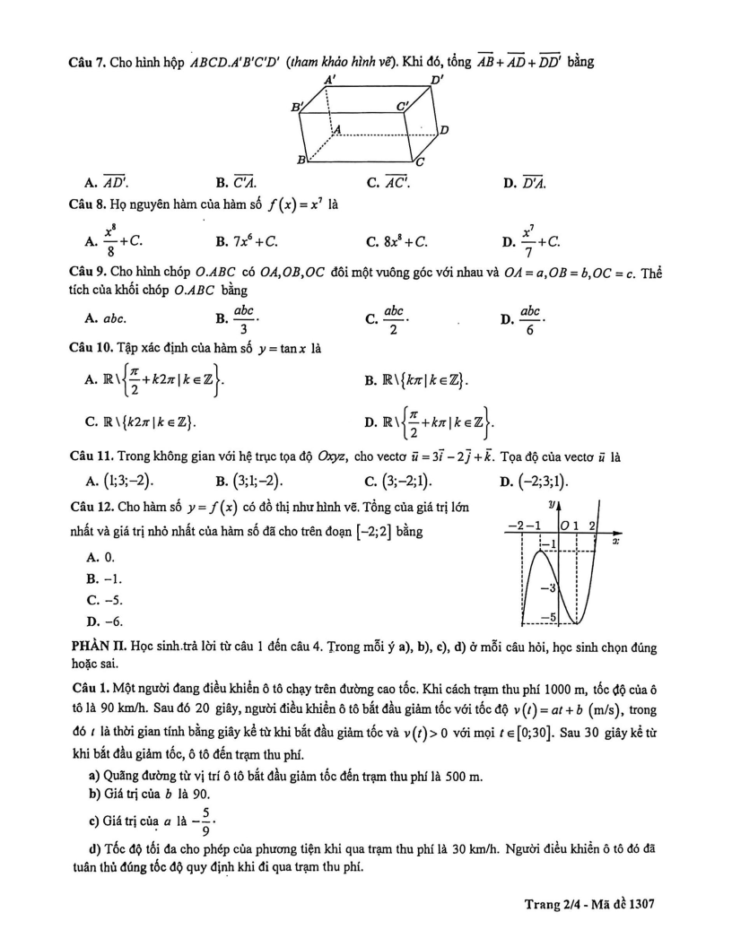 Đề khảo sát Toán 12 Hà Nội năm 2026