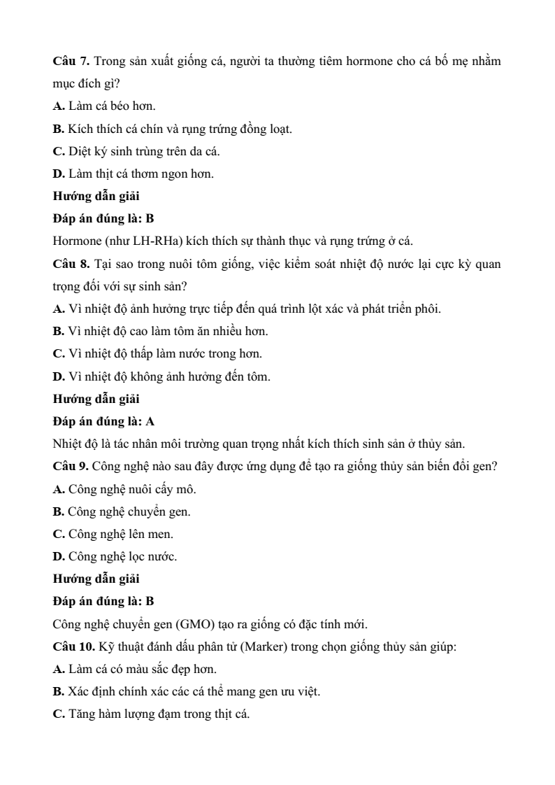 Đề thi Giữa kì 2 Công nghệ 12 Kết nối tri thức Lâm nghiệp Thủy sản (có đáp án)