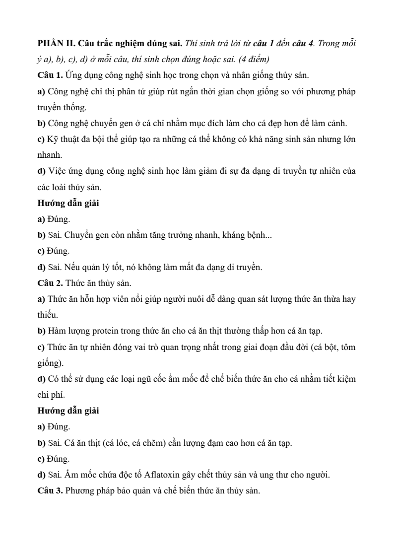 Đề thi Giữa kì 2 Công nghệ 12 Kết nối tri thức Lâm nghiệp Thủy sản (có đáp án)