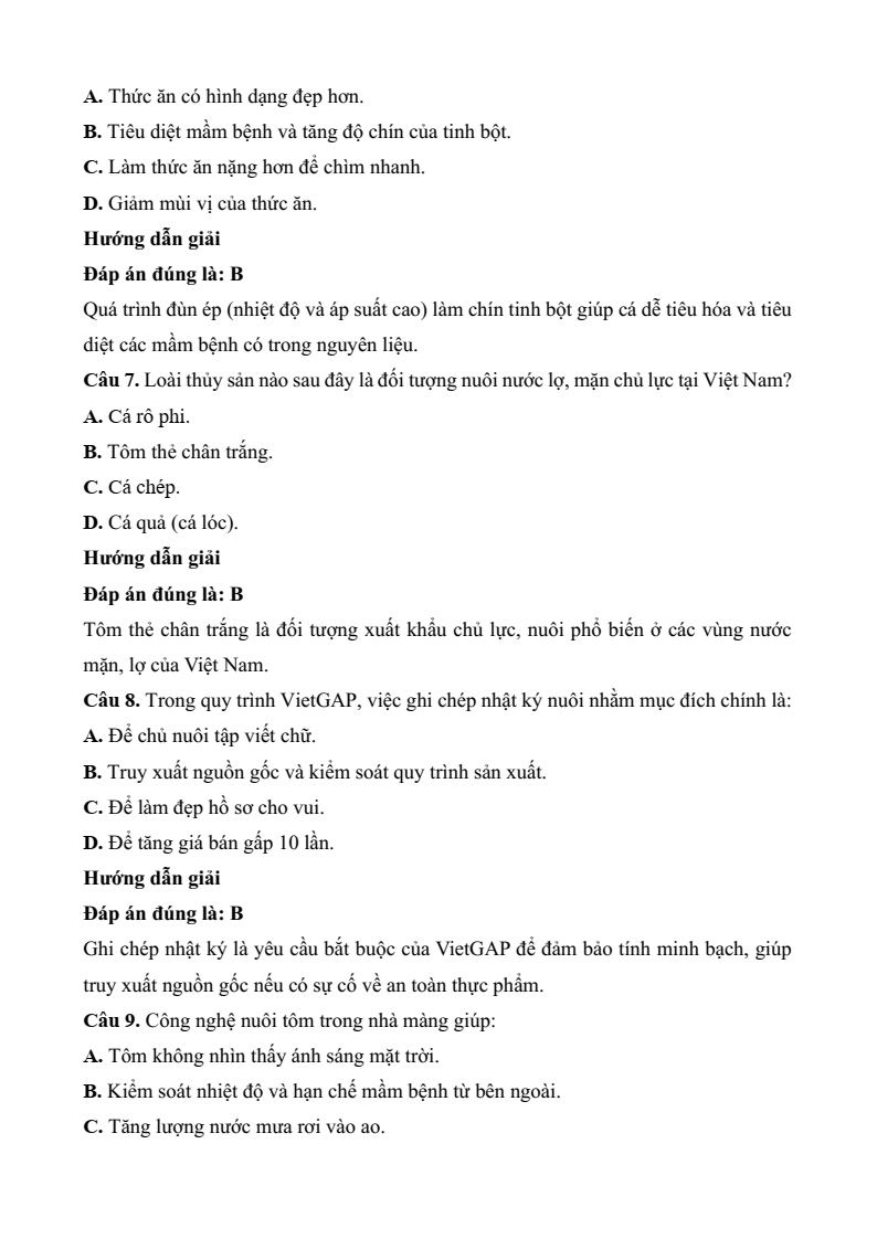 Đề thi Học kì 2 Công nghệ 12 Kết nối tri thức Lâm nghiệp Thủy sản (có đáp án)