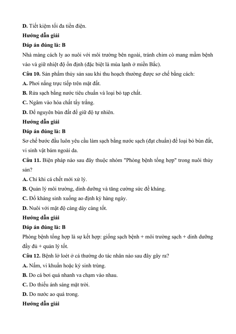 Đề thi Học kì 2 Công nghệ 12 Kết nối tri thức Lâm nghiệp Thủy sản (có đáp án)