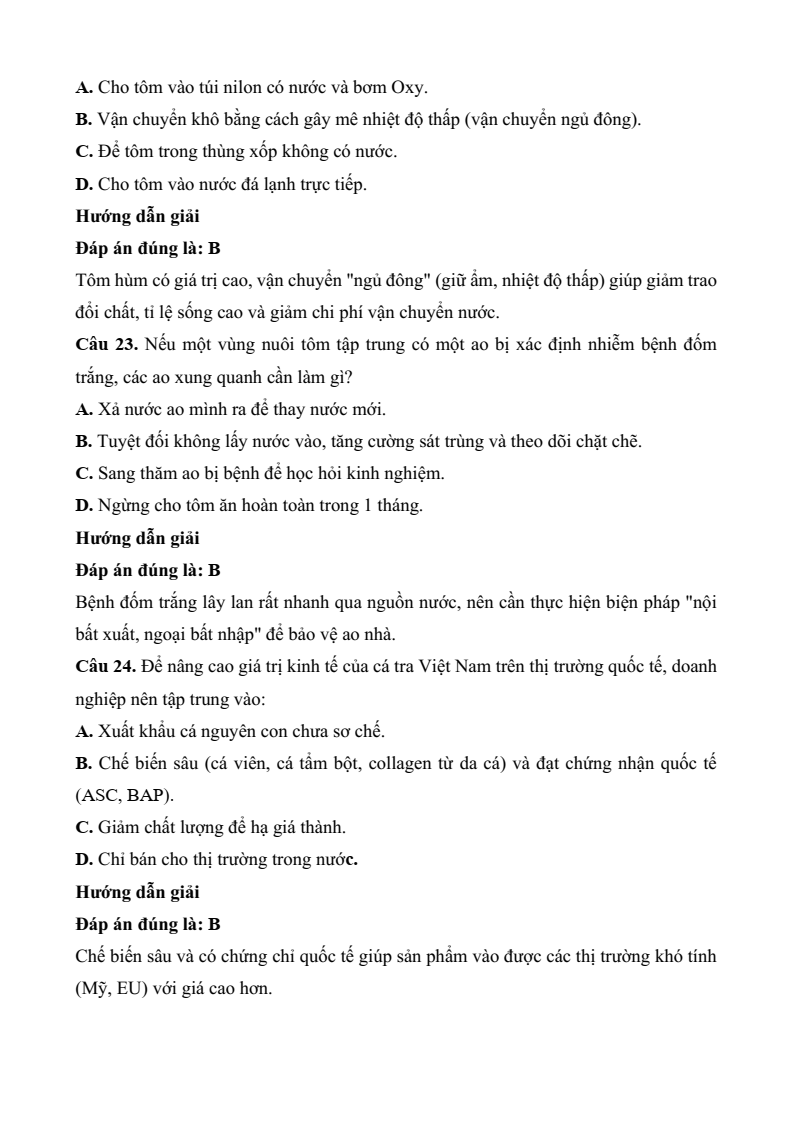 Đề thi Học kì 2 Công nghệ 12 Kết nối tri thức Lâm nghiệp Thủy sản (có đáp án)